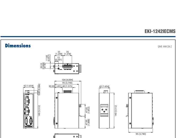 研華EKI-1242IECMS Modbus RTU/TCP to EtherCAT Fieldbus Gateway, Wide Temperature