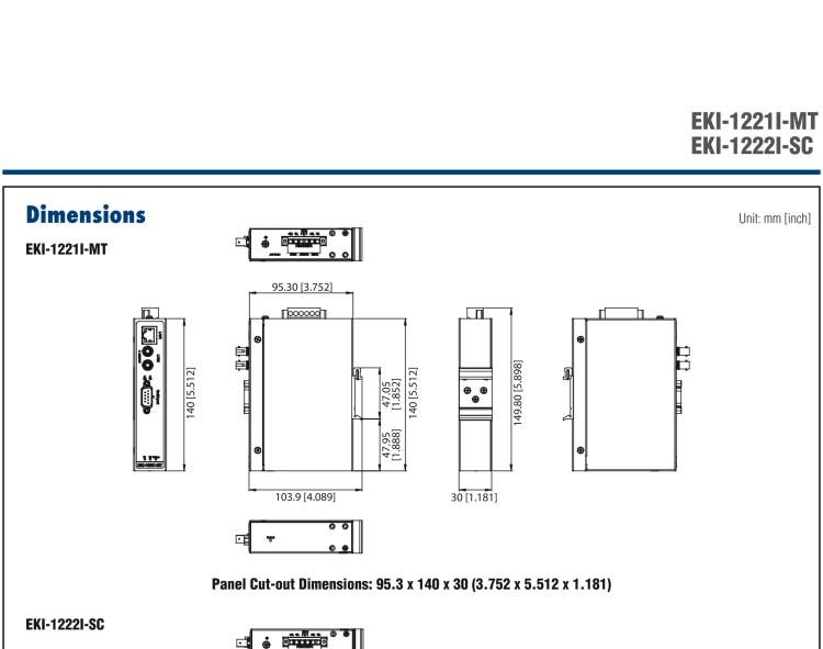 研華EKI-1222I-SC 2-Port Modbus Gateway, Fiber, Wide Temperature