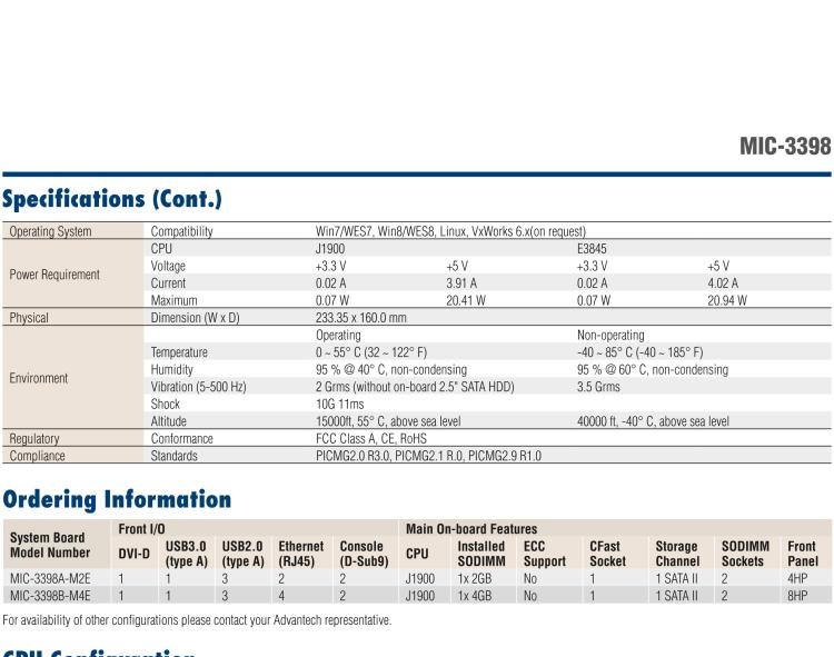 研華MIC-3398 基于Intel?Atom?處理器6U CompactPCI 刀片計算機