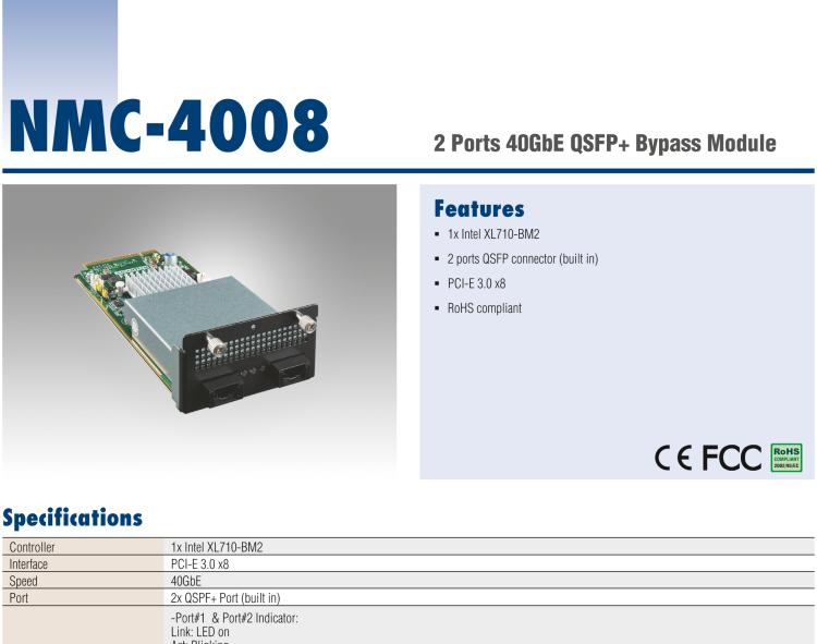 研華NMC-4008 2 Ports 40GbE QSFP+ Bypass Module