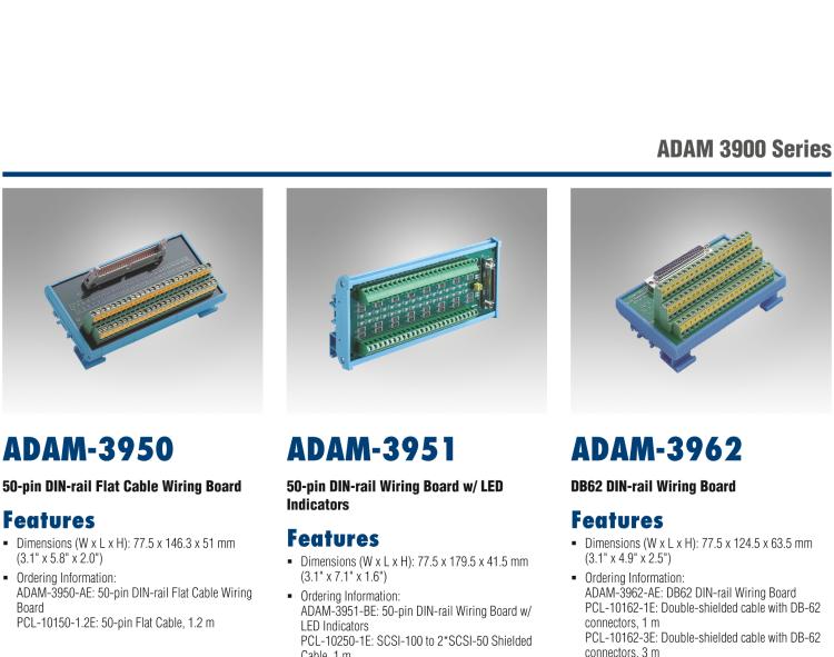 研華ADAM-3950 50芯扁平電纜接線端子，DIN導(dǎo)軌安裝