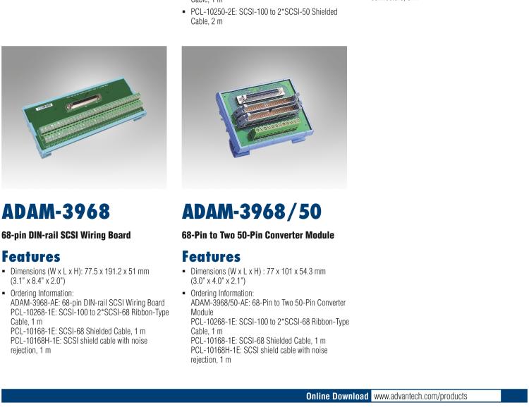 研華ADAM-3950 50芯扁平電纜接線端子，DIN導(dǎo)軌安裝