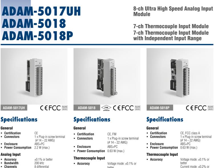 研華ADAM-5018P 7通道熱電偶輸入模塊，具獨(dú)立輸入范圍