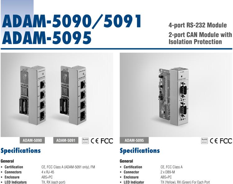 研華ADAM-5095 2端口CAN 模塊,帶隔離保護(hù)