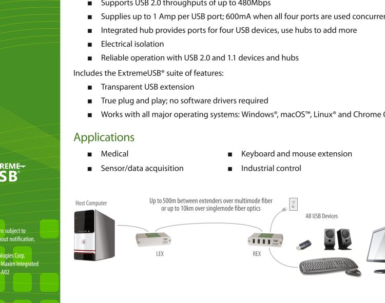 研華BB-00-00411 Ranger 2324: 4-port USB 2.0-1.1 Extender, 500m, MM Fiber, 100-240V NATAM PS