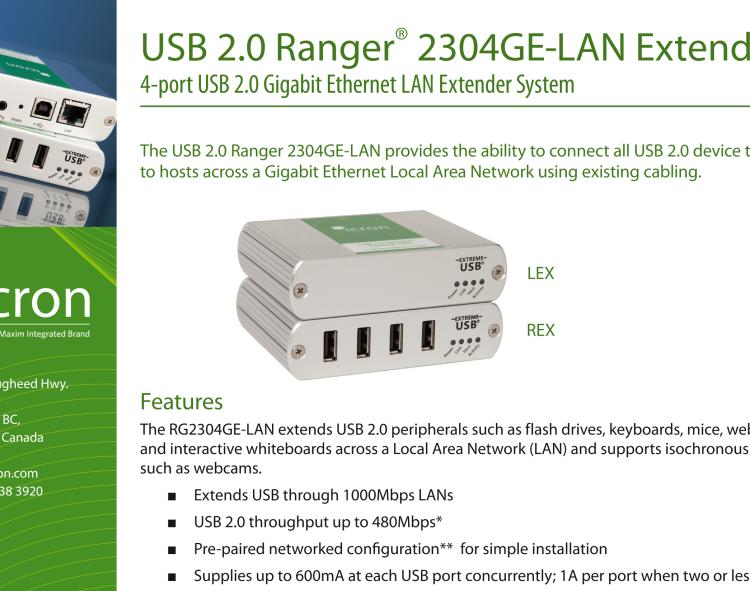 研華BB-00-00376 USB Extender, 4 Port, USB 2.0 over Gigabit LAN, 100m, US Power Supply