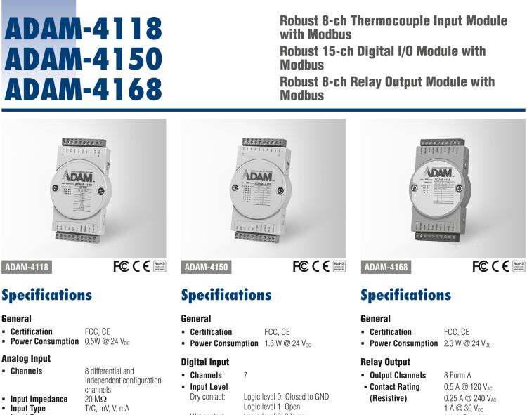 研華ADAM-4118 堅固型8路熱電偶輸入模塊，帶Modbus