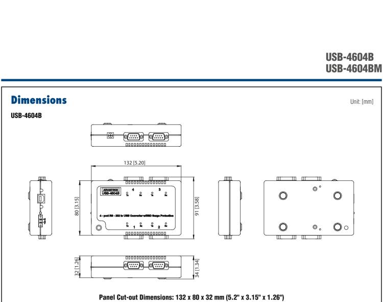 研華USB-4604BM USB轉(zhuǎn)4端口RS-232/422/485 轉(zhuǎn)換器，帶浪涌保護(hù)