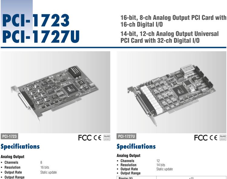 研華PCI-1727U 14位，12通道同步模擬輸出卡