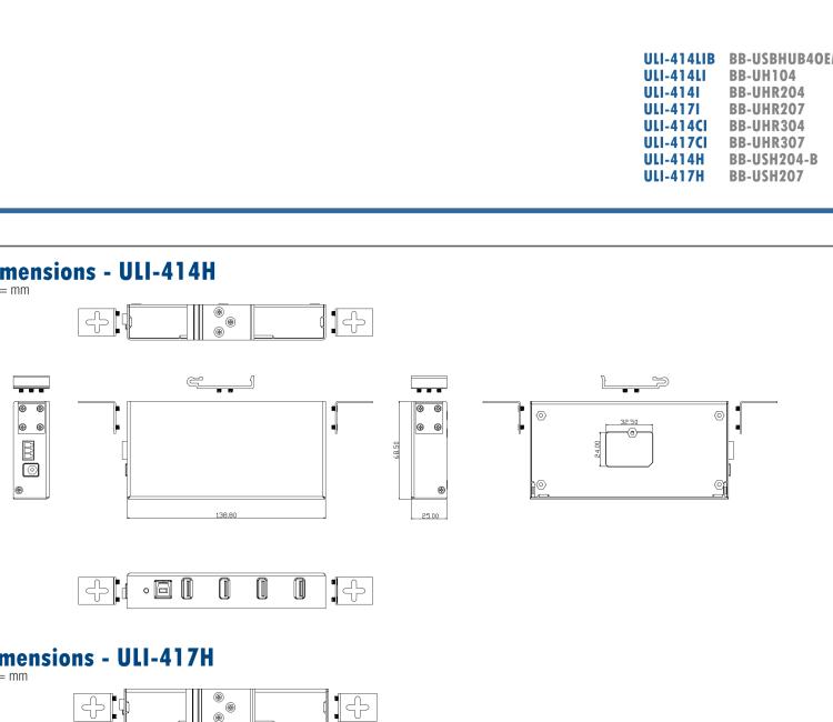 研華BB-USBHUB4OEM ULI-414LIB-工業(yè)USB 2.0集線器，4端口，高穩(wěn)固力連接器