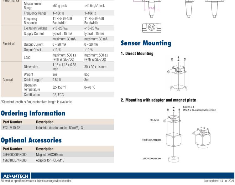 研華PCL-M10 工業(yè)加速度傳感器