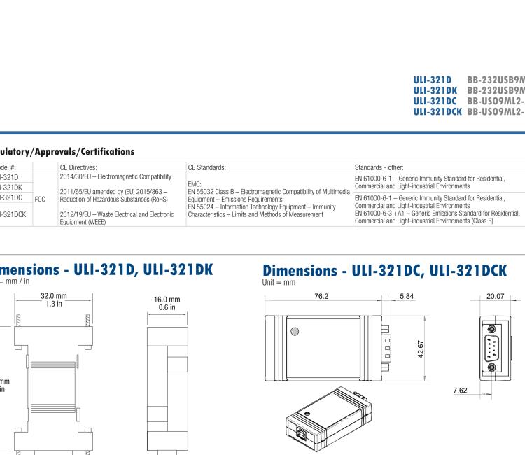 研華BB-232USB9M-LS ULI-321DK USB 2.0到RS-232轉(zhuǎn)換器，DB9公頭 端口號鎖定